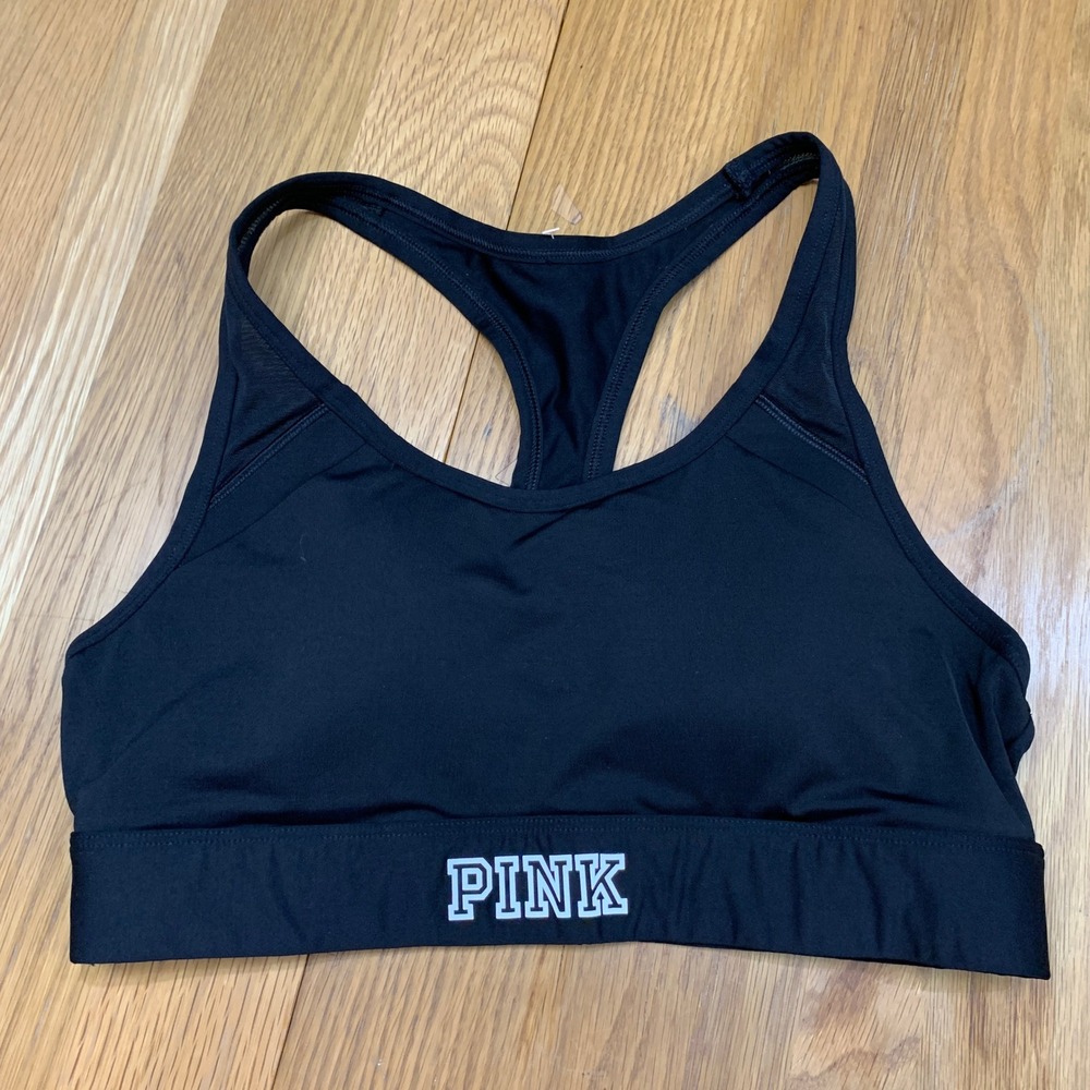 PINK Victoria's Secret Ultimate Sports Bra Black Size Large Lightly Lined Sporty